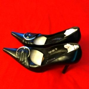 Bootqueen black leather 4" high heel